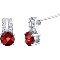 Garnet Intuition Quill Stud Earrings in Sterling Silver