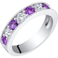 Amethyst Intuition Half Eternity Milgrain Ring in Sterling Silver