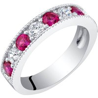 Ruby Intuition Half Eternity Milgrain Ring in Sterling Silver