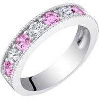 Pink Sapphire Intuition Half Eternity Milgrain Ring in Sterling Silver