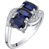Sapphire and Diamond Three Stone Ring in 9ct White Gold