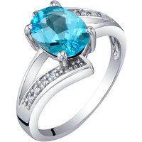 Swiss Blue Topaz and Diamond Bejewel Asymmetric Ring in 9ct White Gold