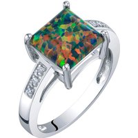 Black Opal and Diamond Legacy Ring in 9ct White Gold