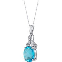 Swiss Blue Topaz and Diamond Bejewel Ribbon Pendant Necklace in 9ct White Gold