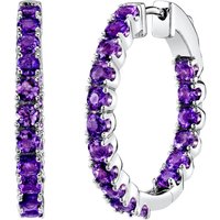 Amethyst Intuition Statement Hoop Earrings in Sterling Silver