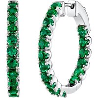 Emerald Intuition Statement Hoop Earrings in Sterling Silver