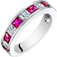 Ruby Half Eternity Alternating Ring in Sterling Silver
