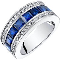 Sapphire Three Band Ring in Sterling Silver
