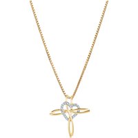 Diamond Love Cross Pendant Necklace in 9ct Gold