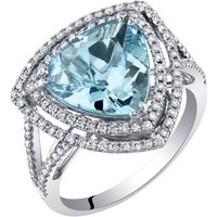 Aquamarine and Diamond Mesmerise Duo Framed Ring in 9ct White Gold