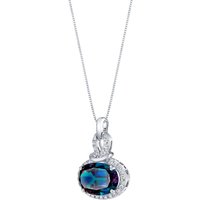 Alexandrite and Diamond Signature Halo Pendant Necklace in 9ct White Gold
