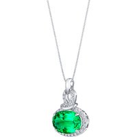 Emerald and Diamond Signature Halo Pendant Necklace in 9ct White Gold