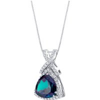 Alexandrite and Diamond Mesmerise Halo Kiss Pendant Necklace in 9ct White Gold