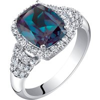 Alexandrite and Diamond Cherish Halo Signature Ring in 9ct White Gold