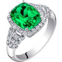 Emerald and Diamond Cherish Halo Signature Ring in 9ct White Gold