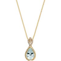 Aquamarine and Diamond Trinity Rope Pendant Necklace in 9ct Gold