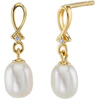 Pearl Sea Essence Ichthus Drop Earrings in 9ct Gold