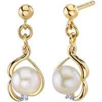 Pearl Embellished Sea Essence Wrap Stud Drop Earrings in 9ct Gold