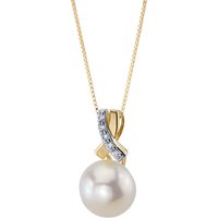 Pearl Embellished Sea Essence Kiss Pendant Necklace in 9ct Gold