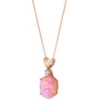 Pink Opal and Diamond Bejewel Pendant Necklace in 9ct Rose Gold