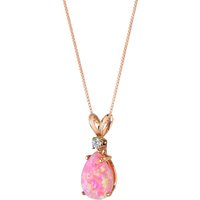 Pink Opal and Diamond Modest Pendant Necklace in 9ct Rose Gold