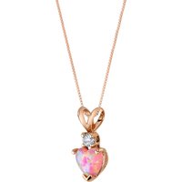 Pink Opal and Diamond Infatuation Soulmate Pendant Necklace in 9ct Rose Gold