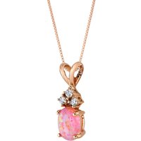 Pink Opal and Diamond Embellished Bejewel Pendant Necklace in 9ct Rose Gold