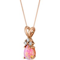 Pink Opal and Diamond Embellished Modest Pendant Necklace in 9ct Rose Gold