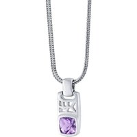 Mens Amethyst Pioneer Pendant Necklace in Sterling Silver
