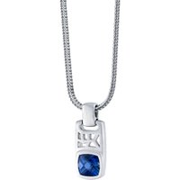 Mens Sapphire Pioneer Pendant Necklace in Sterling Silver