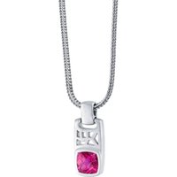 Mens Ruby Pioneer Pendant Necklace in Sterling Silver