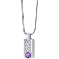 Mens Amethyst Innovator Pendant Necklace in Sterling Silver
