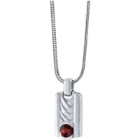 Mens Garnet Innovator Pendant Necklace in Sterling Silver