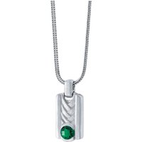 Mens Emerald Innovator Pendant Necklace in Sterling Silver