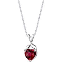 Ruby Regal Heart Pendant Necklace in Sterling Silver