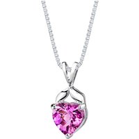 Pink Sapphire Regal Heart Pendant Necklace in Sterling Silver