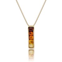 Baltic Amber and Baltic Glow Ombre Bar Pendant Necklace in 9ct Gold