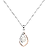 CZ and Pearl Nautical Echoes Pendant Necklace in Sterling Silver