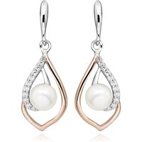 CZ and Pearl Nautical Echoes Drop Earrings in Sterling Silver
