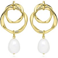 Pearl Sea Whisper Layered Drop Earrings, 9ct Gold Plated