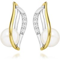 CZ and Pearl Coastal Whirlwind Stud Earrings in Sterling Silver