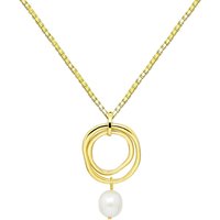Pearl Sea Whisper Geometric Pendant Necklace, 9ct Gold Plated