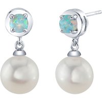 Opal and Pearl Sea Breeze Stud Drop Earrings in Sterling Silver