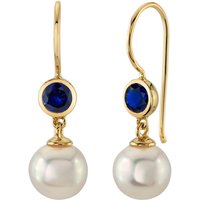 Sapphire and Pearl Sea Breeze Drop Earrings in 9ct Gold