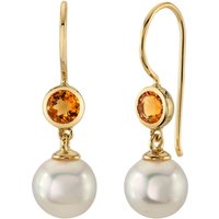 Citrine and Pearl Sea Breeze Drop Earrings in 9ct Gold