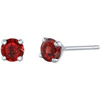 Garnet Petite Intuition Simplicity Stud Earrings in 9ct White Gold