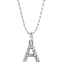 Letter A Diamond Initial Pendant Necklace in Sterling Silver