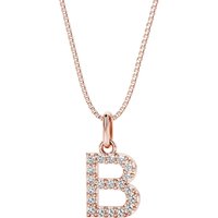 Letter B Diamond Initial Pendant Necklace in 9ct Rose Gold