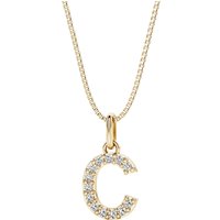 Letter C Diamond Initial Pendant Necklace in 9ct Gold