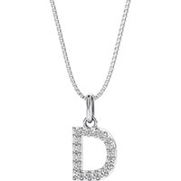 Letter D Diamond Initial Pendant Necklace in Sterling Silver